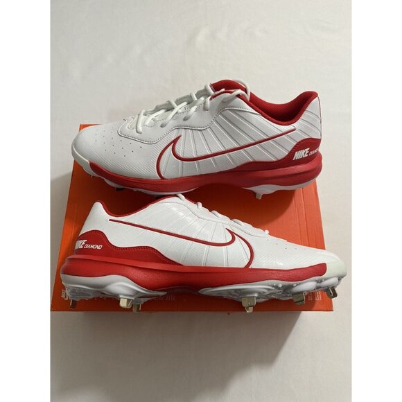 New Mens Size 15 White Red Nike Alpha Huarache Varsity 4 Low Baseball Cleats main image 8